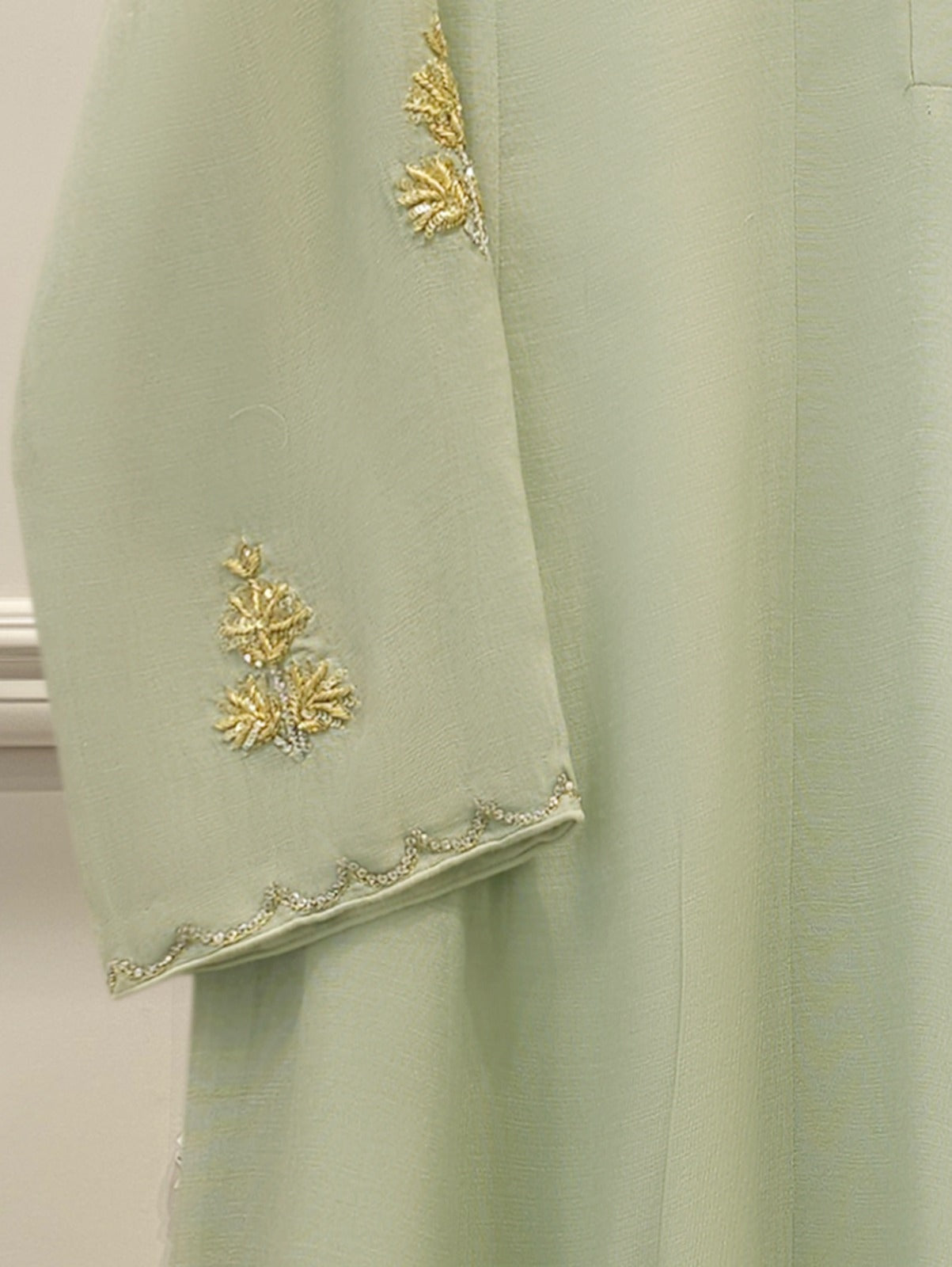 Pure Embroidered Cotton Net Suit