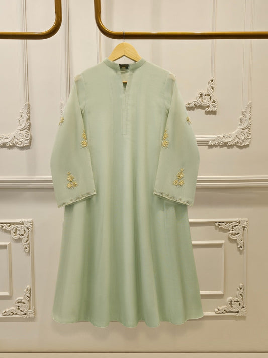 Pure Embroidered Cotton Net Suit