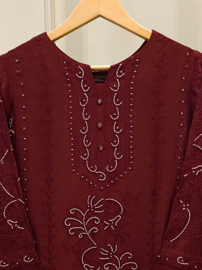 AGHA NOOR Pure Embroidered Shisha Silk Shirt S115123