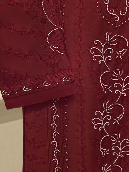 AGHA NOOR Pure Embroidered Shisha Silk Shirt S115123