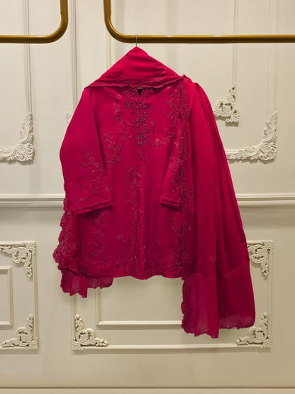 AGHA NOOR 3 Piece- Pure Shisha Silk Embroidered Suit S115108