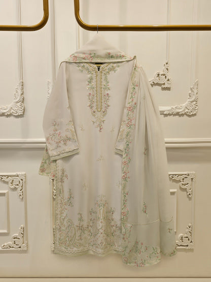AGHA NOOR 3 Piece- Pure Sheesha Silk Embroidered Suit S115118