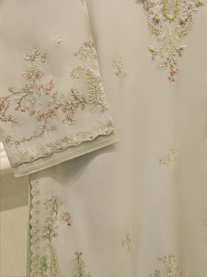 AGHA NOOR 3 Piece- Pure Sheesha Silk Embroidered Suit S115118