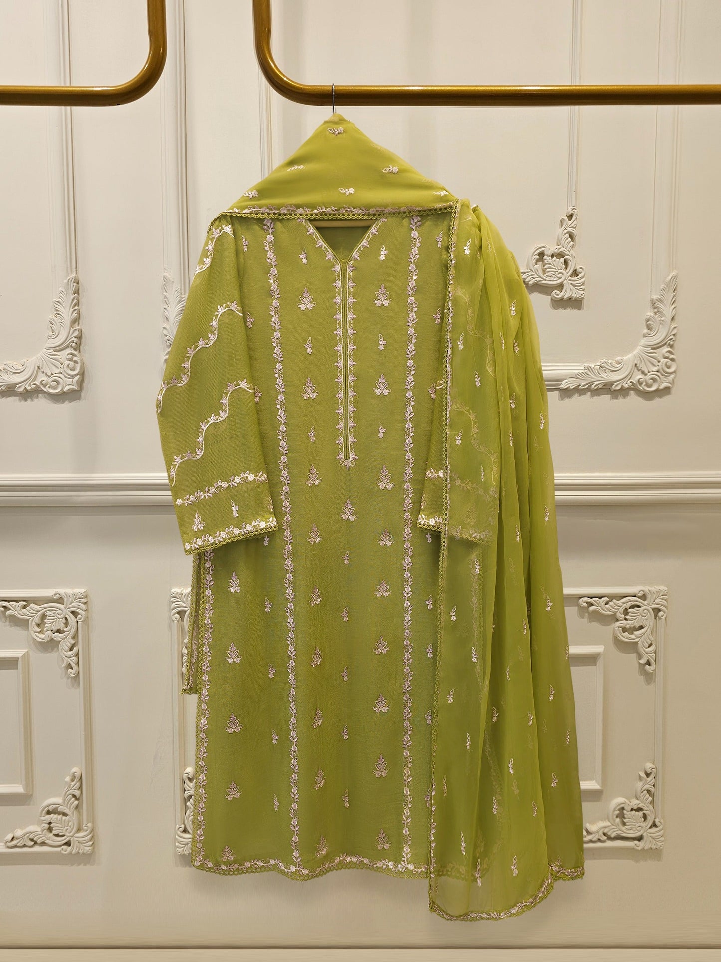 Pure Embroidered Cotton Net Suit | 3 Piece