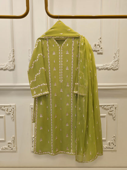 Pure Embroidered Cotton Net Suit | 3 Piece