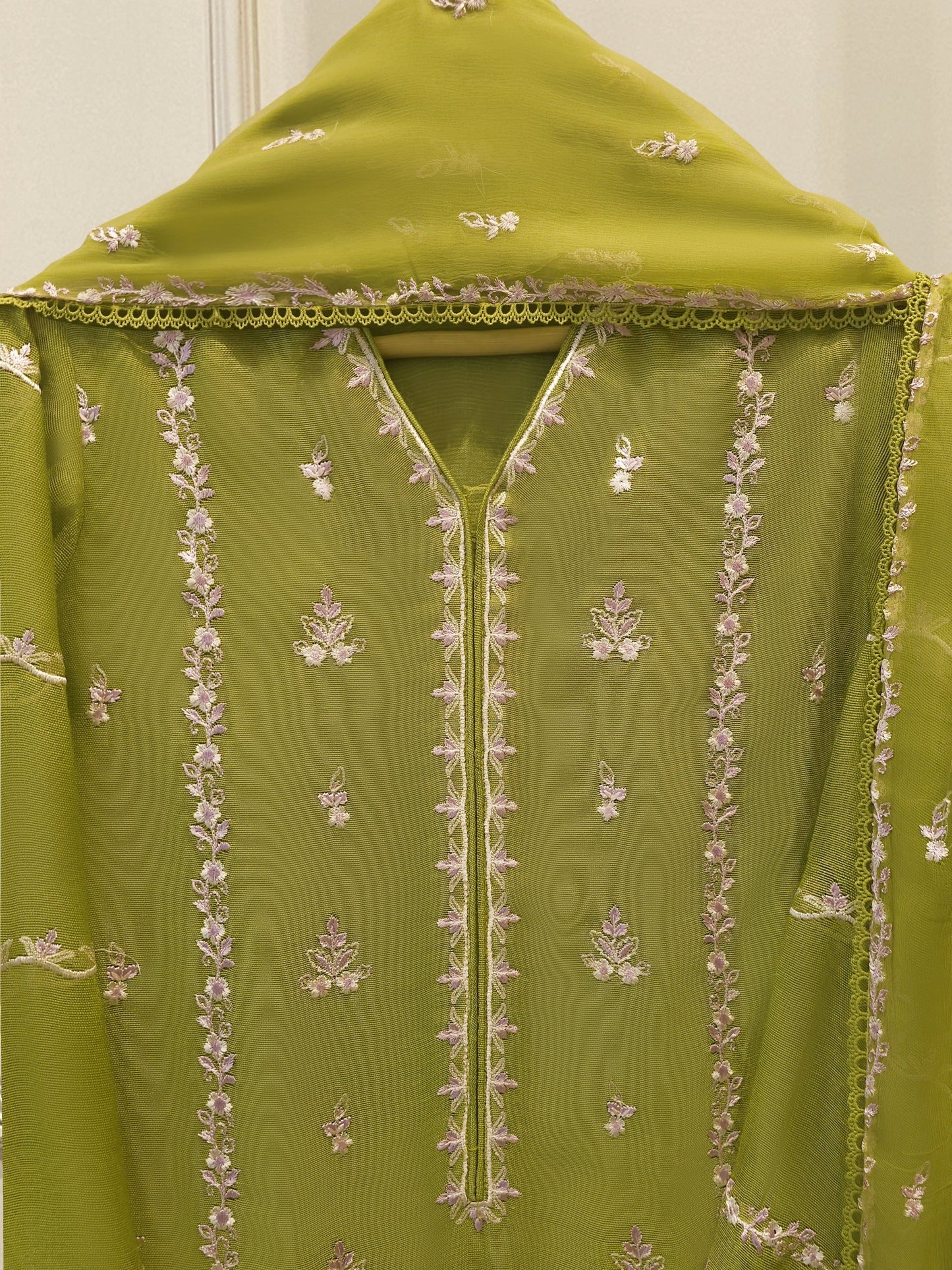 Pure Embroidered Cotton Net Suit | 3 Piece