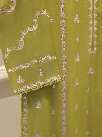 Pure Embroidered Cotton Net Suit | 3 Piece