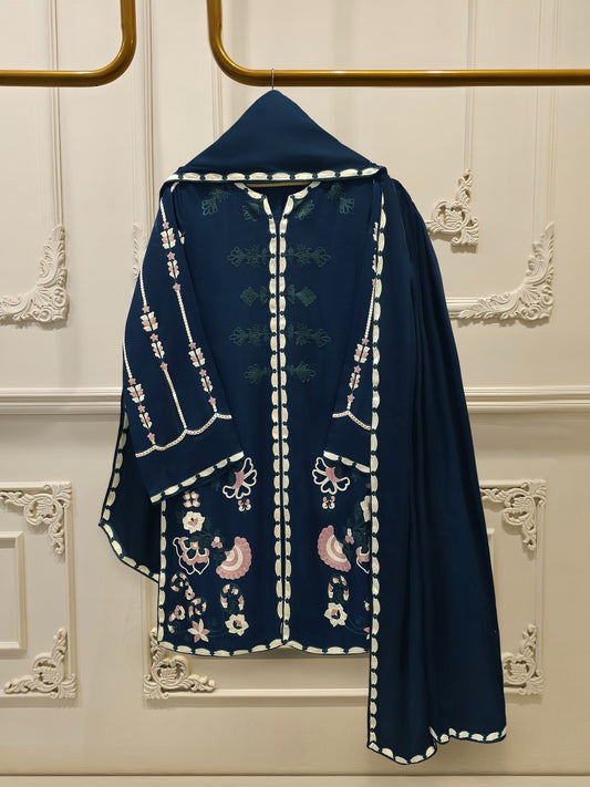 Pure Embroidered Cotton Net Suit | 3 Piece