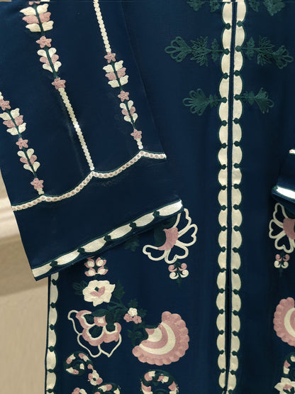 Pure Embroidered Cotton Net Suit | 3 Piece