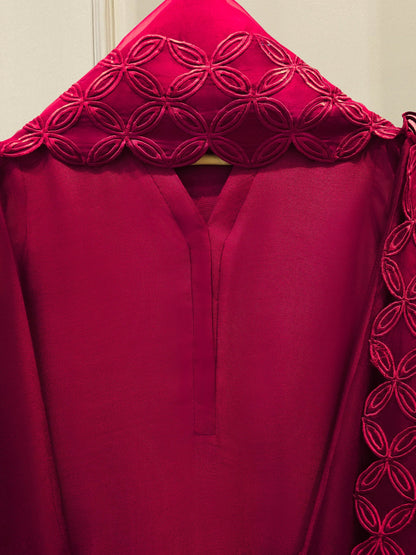 2 Piece - Pure Embroidered Cotton Net Suit