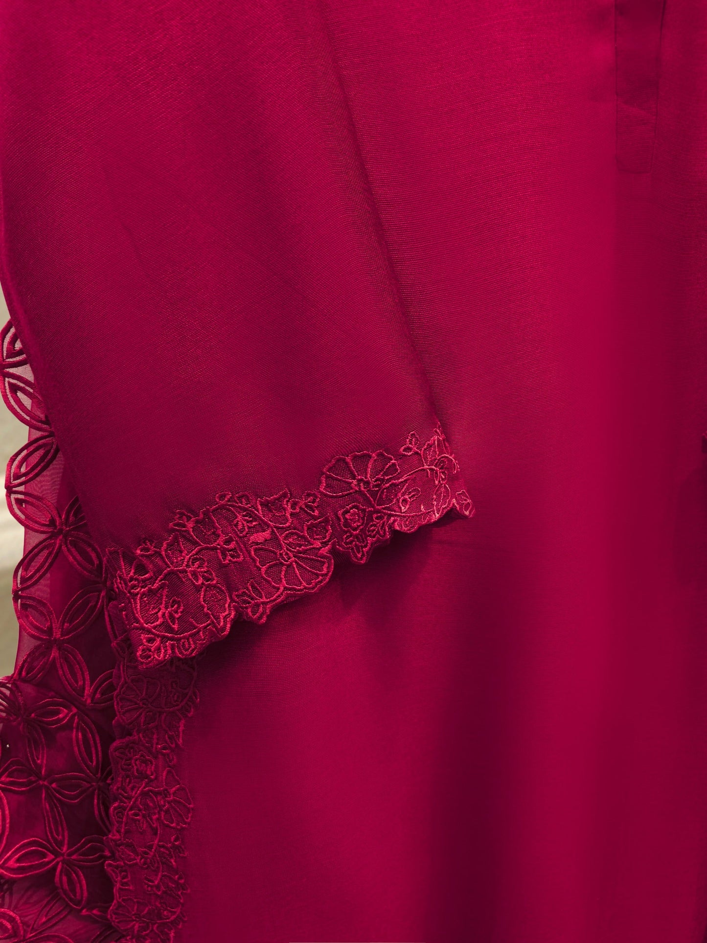 2 Piece - Pure Embroidered Cotton Net Suit