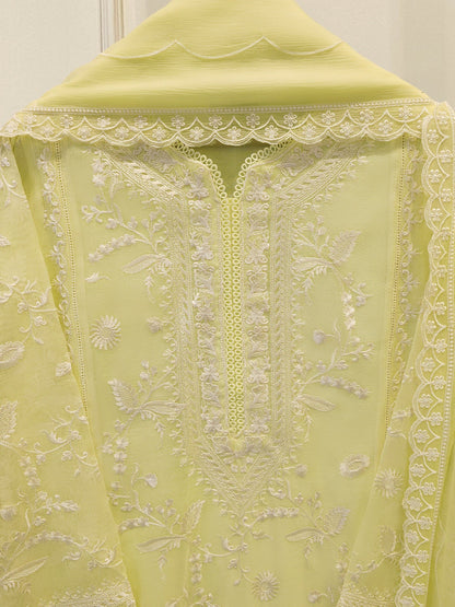Pure Embroidered Cotton Net Suit | 3 Piece