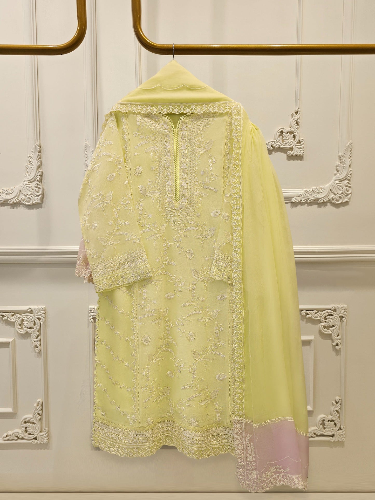 Pure Embroidered Cotton Net Suit | 3 Piece