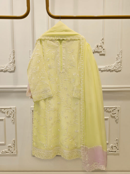 Pure Embroidered Cotton Net Suit | 3 Piece
