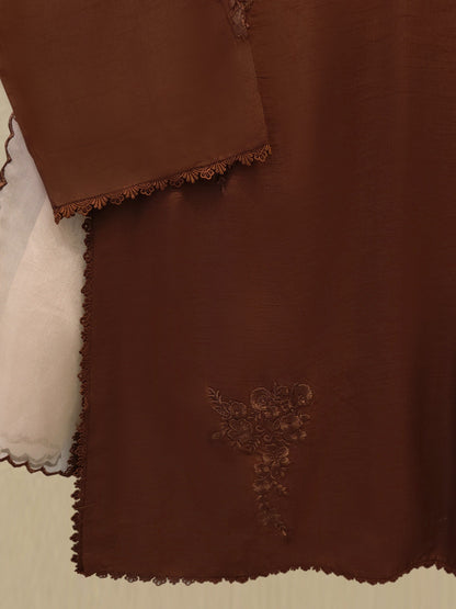 Agha Noor Pure Embroidered Korean Silk Suit | 3 Piece
