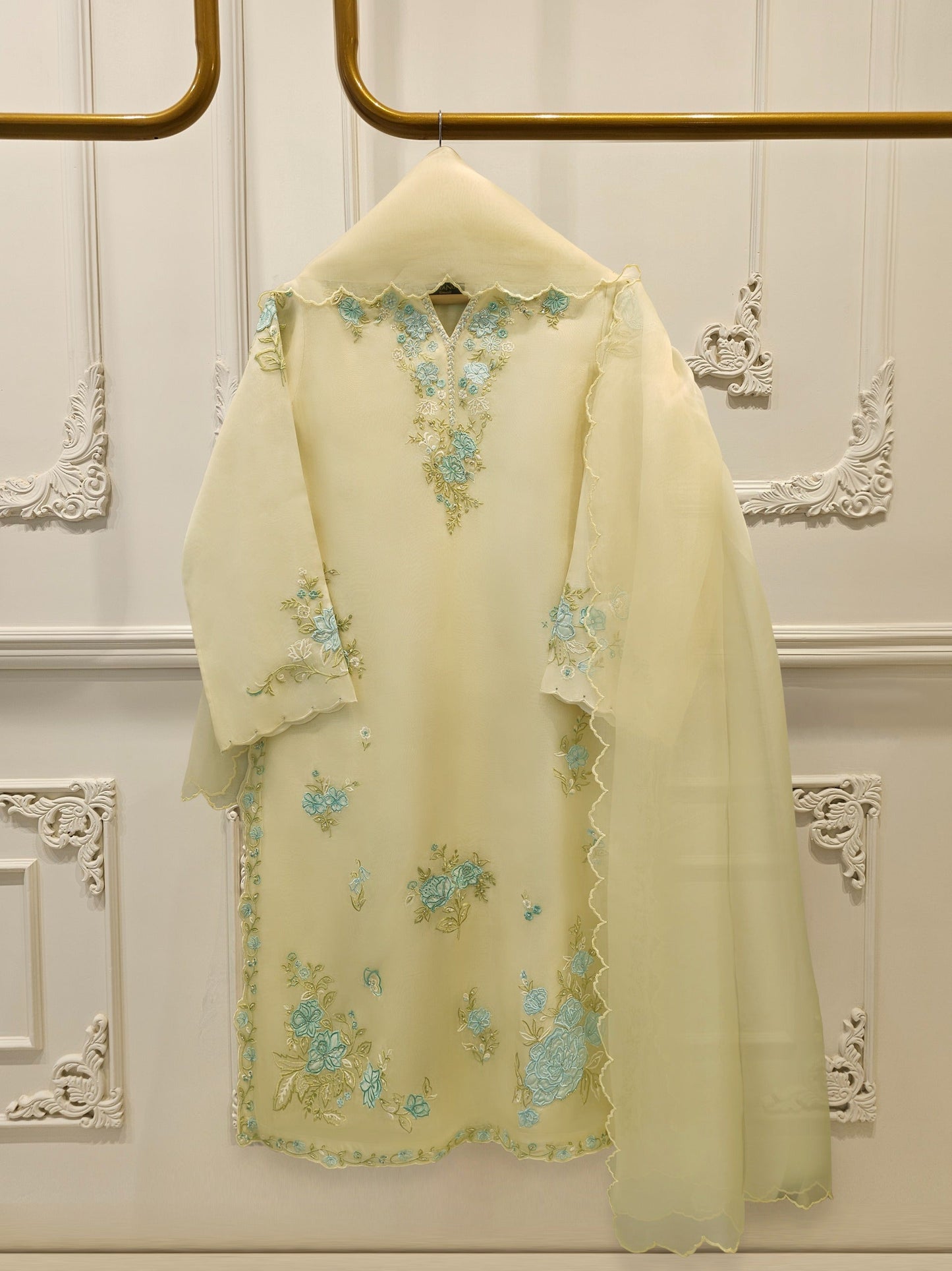 3 Piece - Pure Organza Embroidered Suit