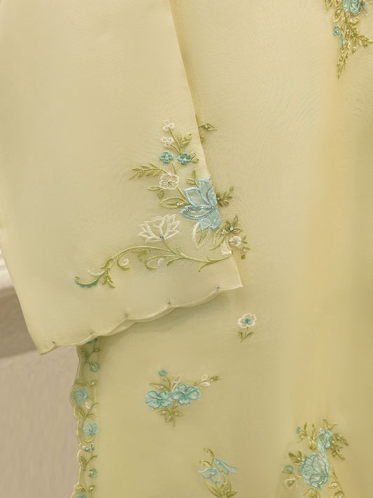 3 Piece - Pure Organza Embroidered Suit