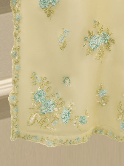 3 Piece - Pure Organza Embroidered Suit