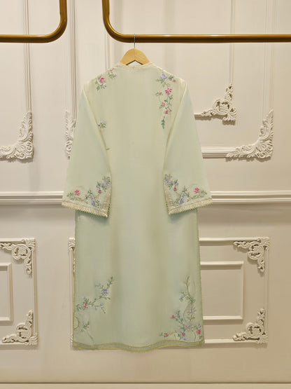 3 Piece- Pure Sheesha Silk Embroidered Suit