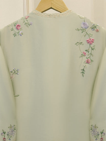 3 Piece- Pure Sheesha Silk Embroidered Suit