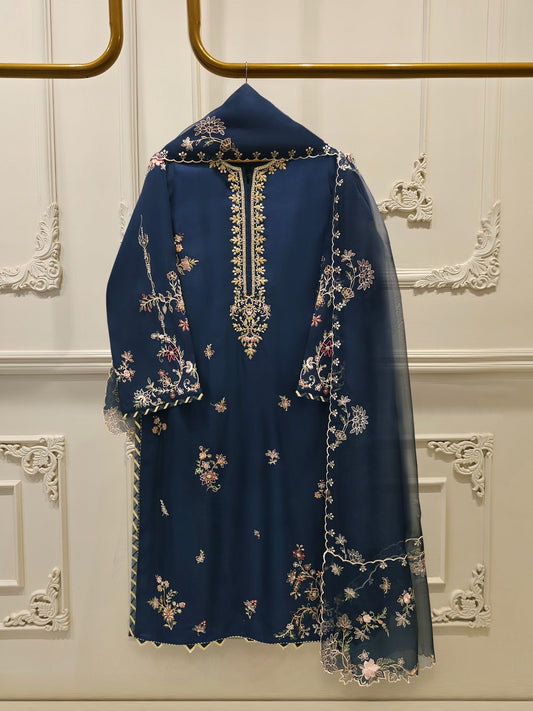 AGHA NOOR 3 Piece - Pure Khaddi Silk Embroidered Suit