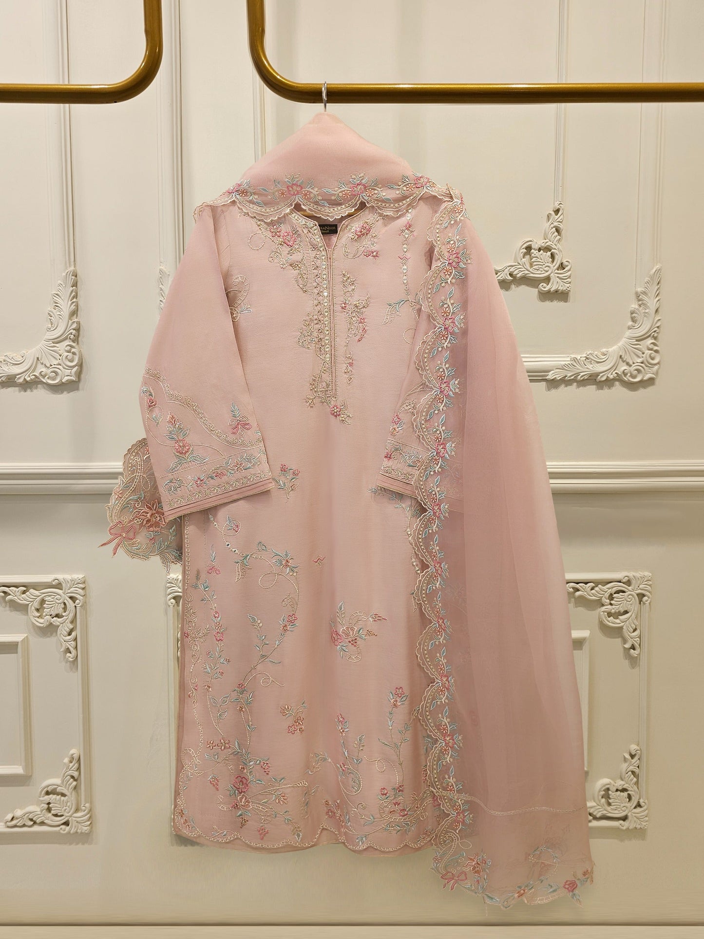 AGHA NOOR3 Piece - Pure Khaddi Silk Embroidered Suit