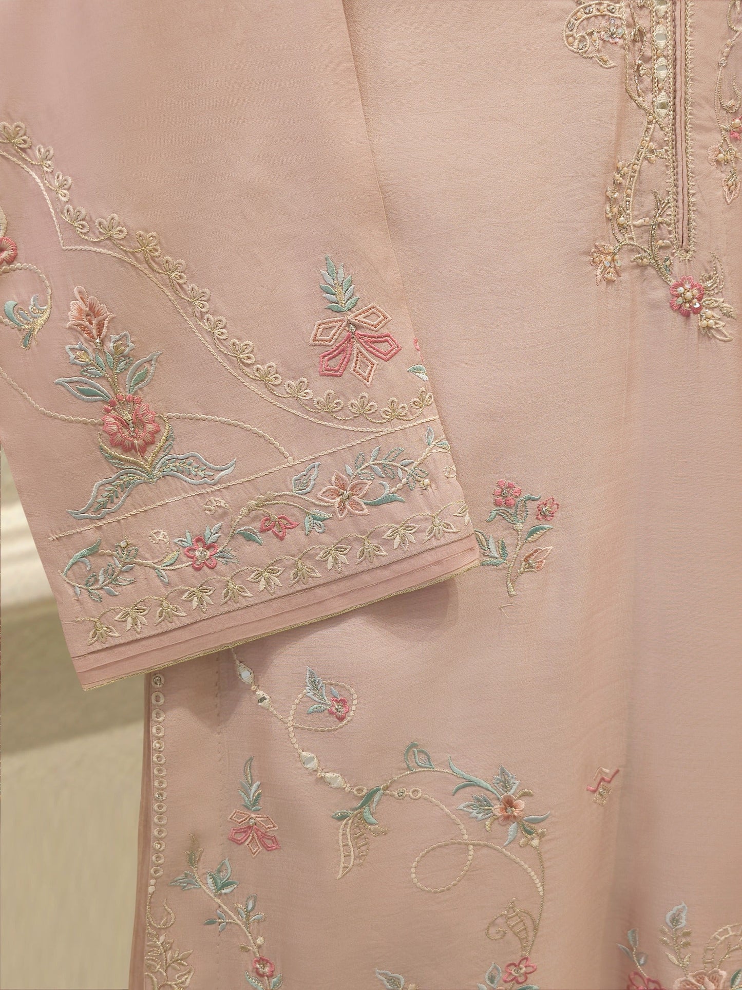 AGHA NOOR3 Piece - Pure Khaddi Silk Embroidered Suit