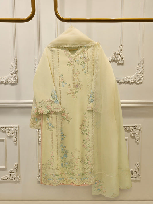 AGHA NOOR 3 Piece - Pure Khaddi Silk Embroidered Suit