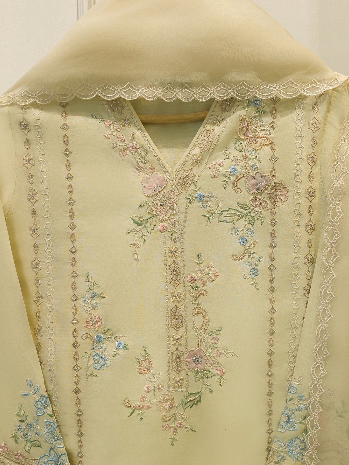 AGHA NOOR 3 Piece - Pure Khaddi Silk Embroidered Suit