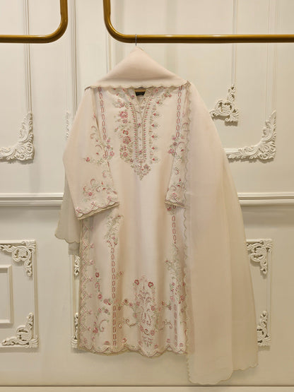 AGHA NOOR 3 Piece- Pure Sheesha Silk Embroidered Suit