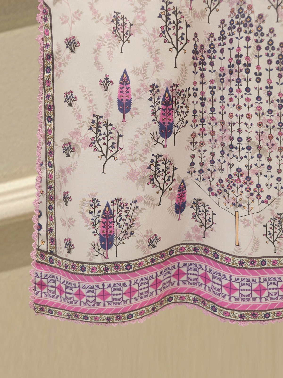 2-Piece Embroidered Digital Printed Cambric Suit