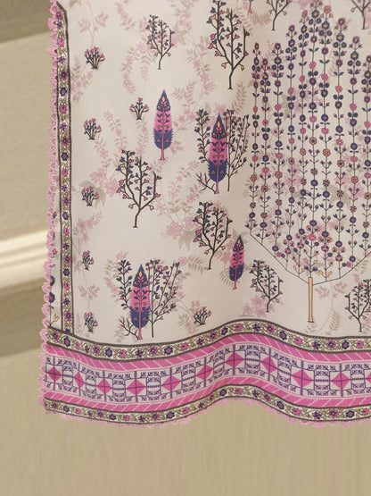 2-Piece Embroidered Digital Printed Cambric Suit
