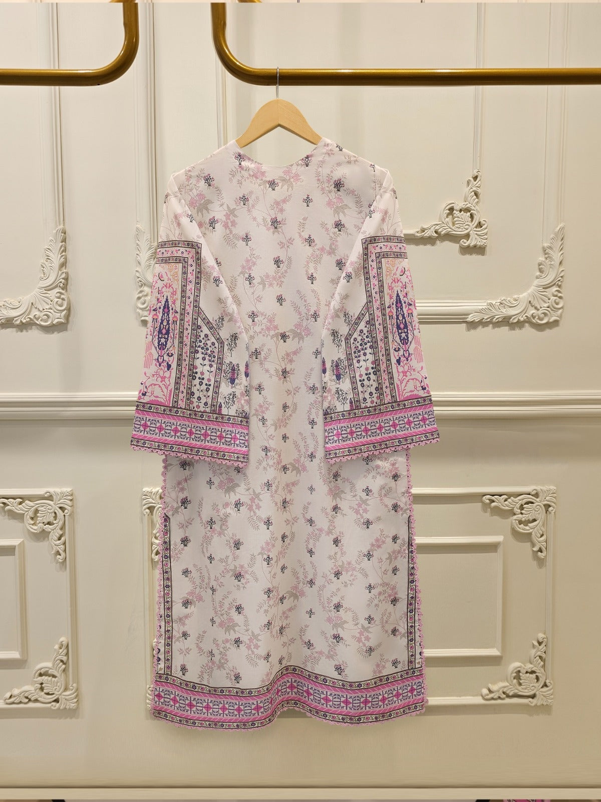 2-Piece Embroidered Digital Printed Cambric Suit