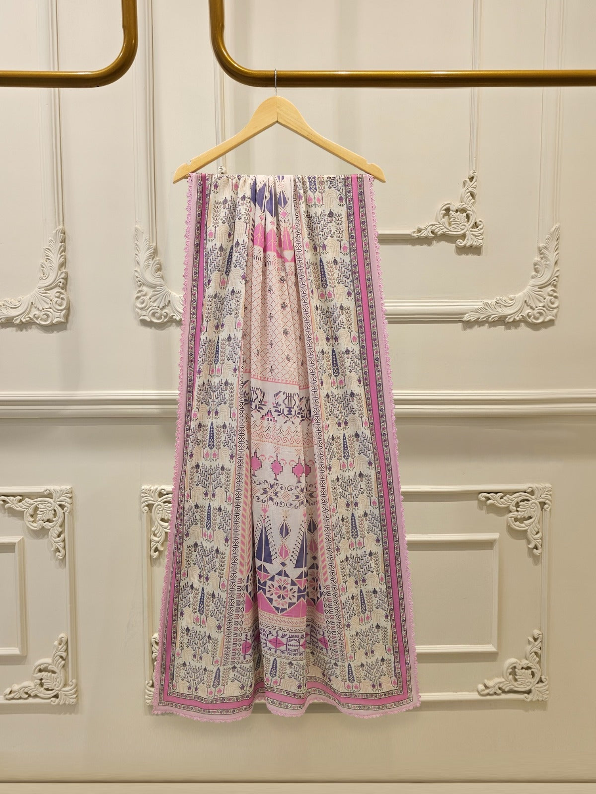 2-Piece Embroidered Digital Printed Cambric Suit