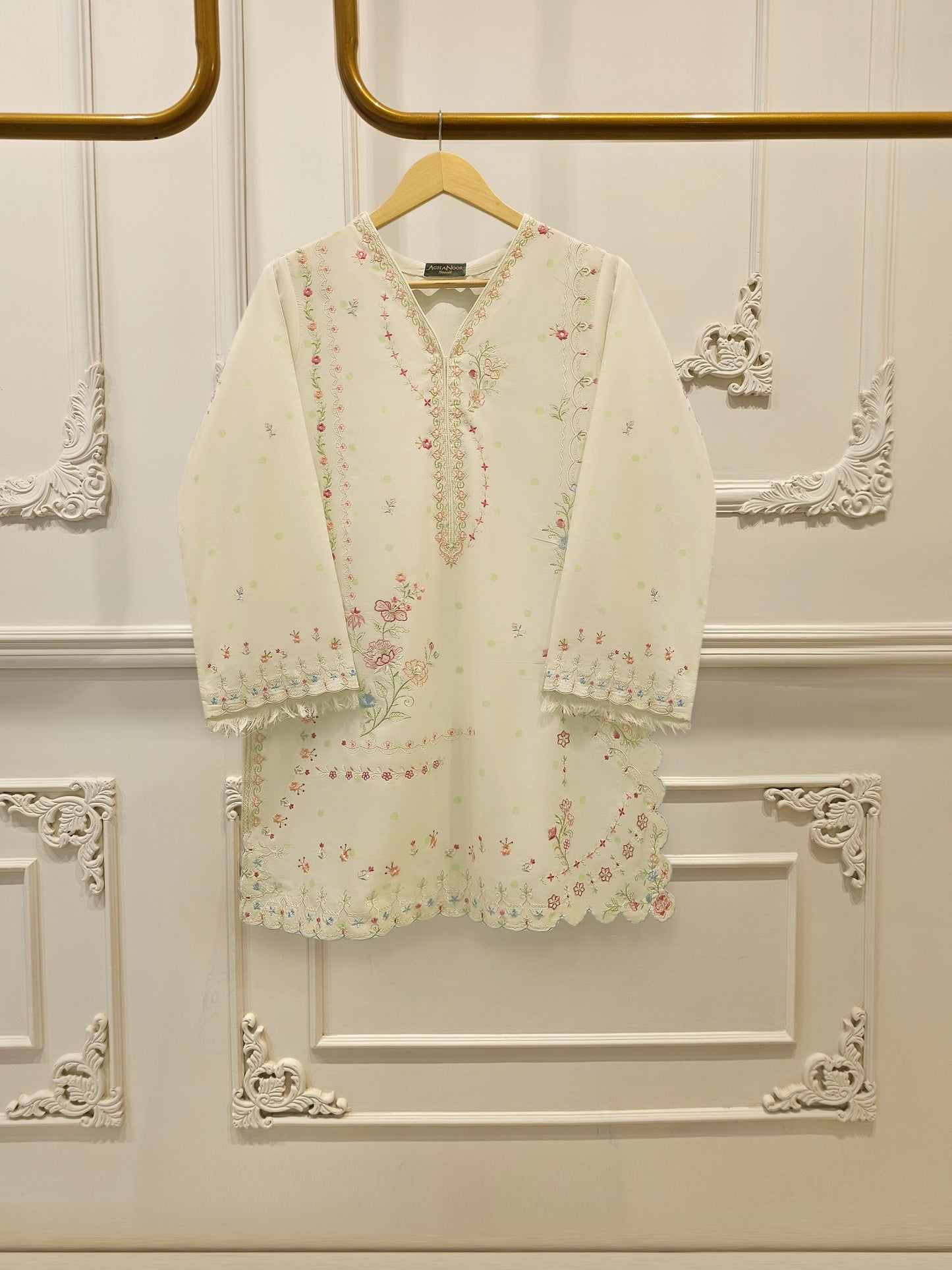 2 Piece - Embroidered Cambric Suit