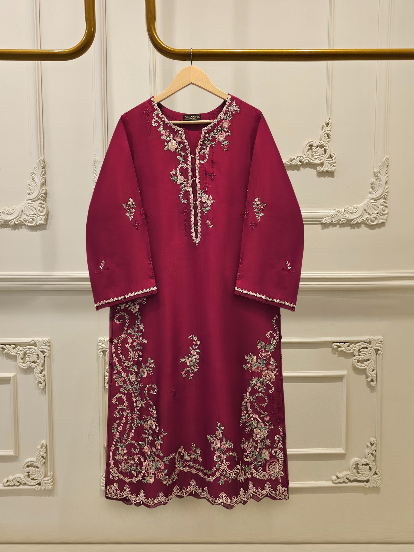 Pure Embroidered Sheesha Silk Shirt