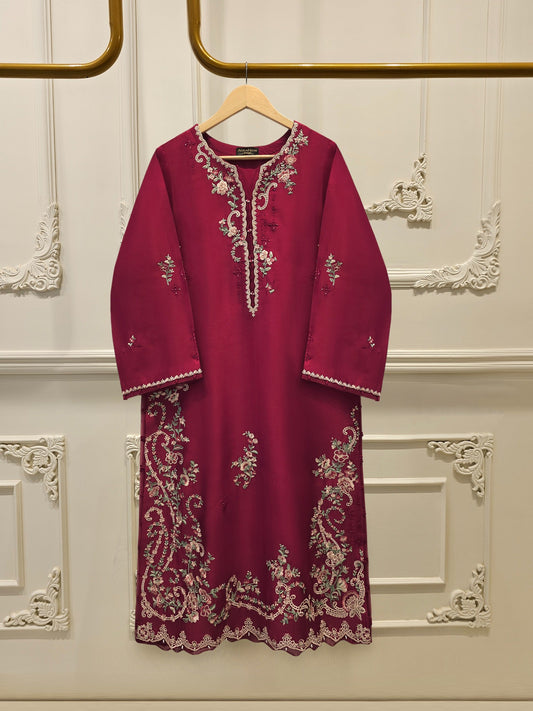 Pure Embroidered Sheesha Silk Shirt