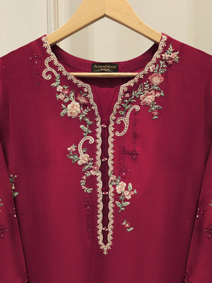 Pure Embroidered Sheesha Silk Shirt