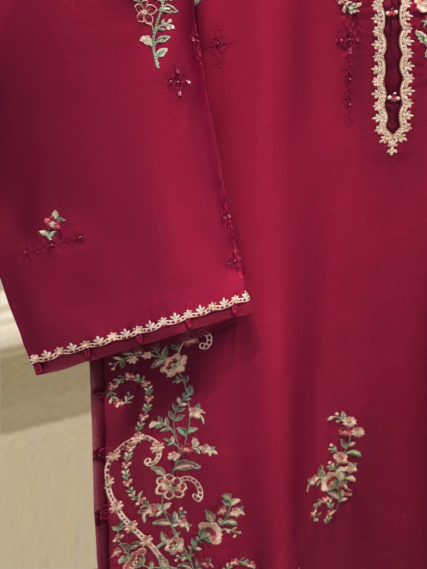 Pure Embroidered Sheesha Silk Shirt