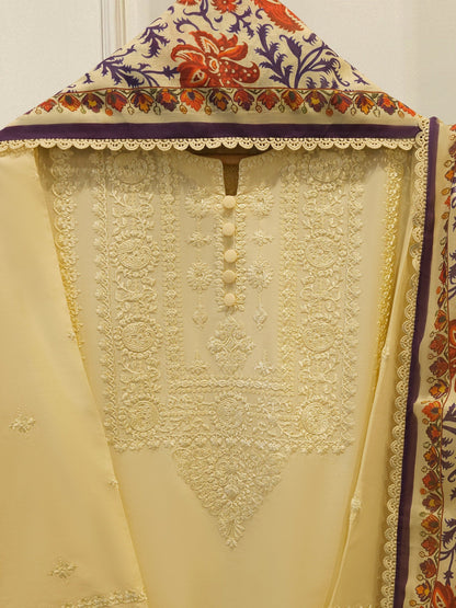 3 Piece - Embroidered Cambric Suit