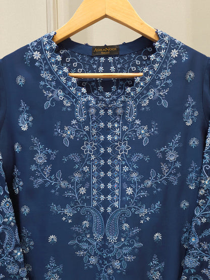 2 Piece- Pure Sheesha Silk Embroidered Suit