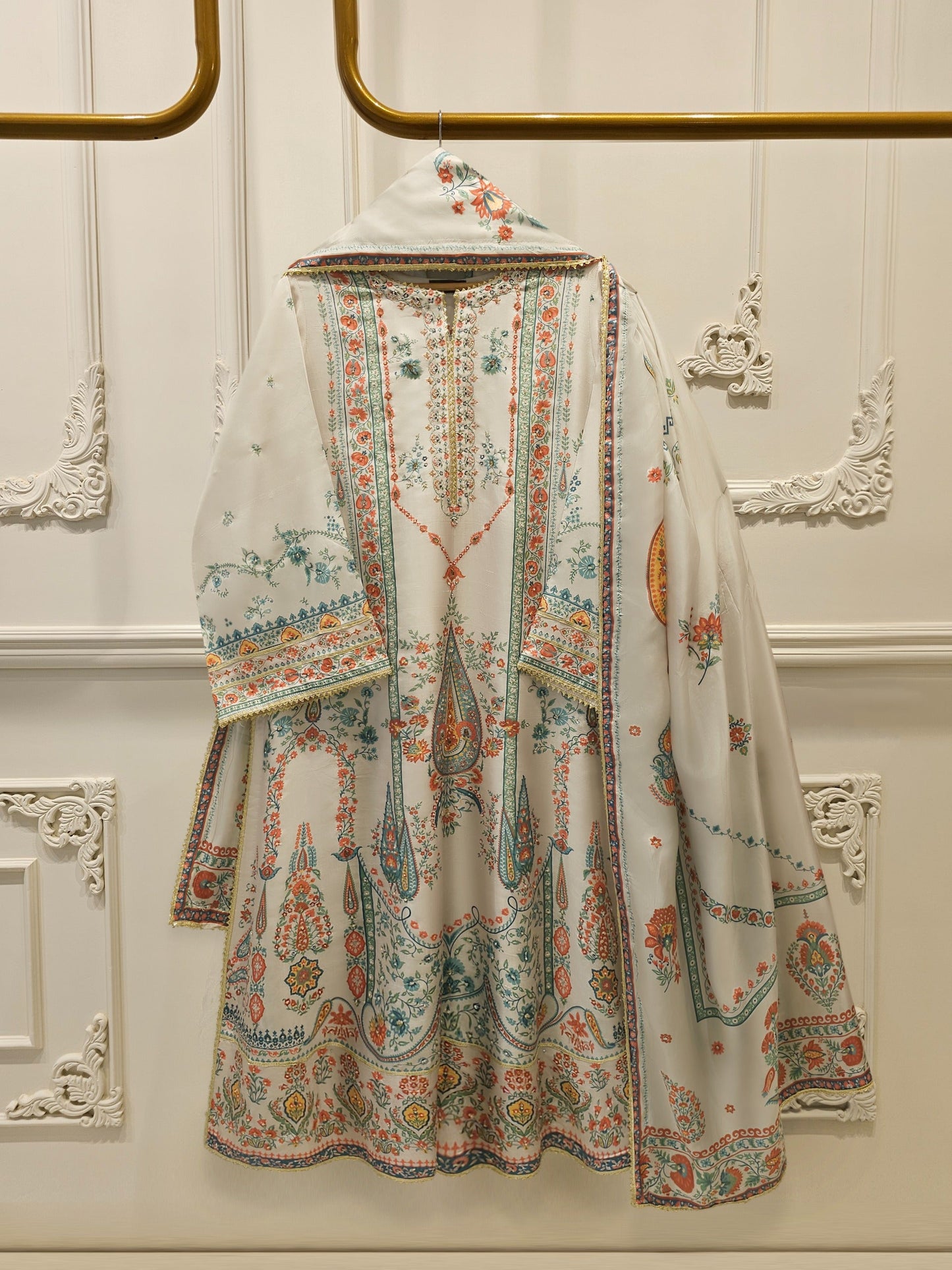 3-Piece Pure Digital Printed Silk Suit – Luxury Elegant Women's Formal Wear