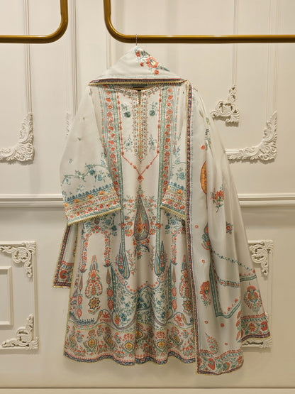 3-Piece Pure Digital Printed Silk Suit – Luxury Elegant Women's Formal Wear