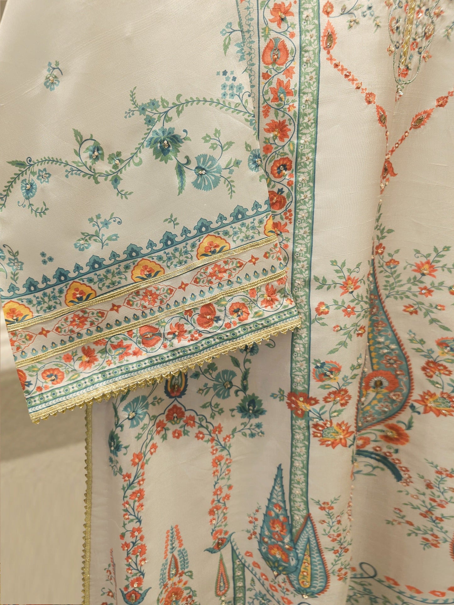 3-Piece Pure Digital Printed Silk Suit – Luxury Elegant Women's Formal Wear