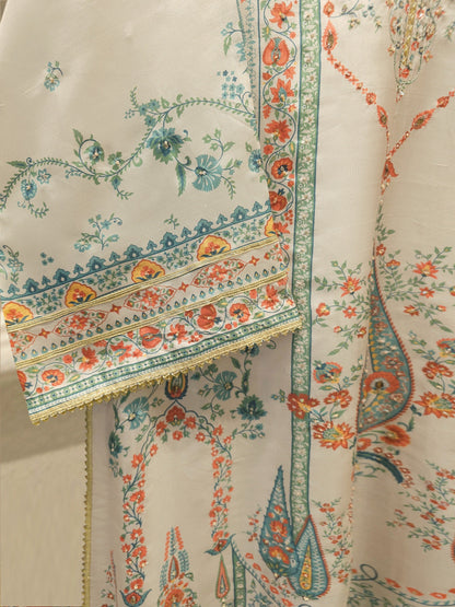 3-Piece Pure Digital Printed Silk Suit – Luxury Elegant Women's Formal Wear