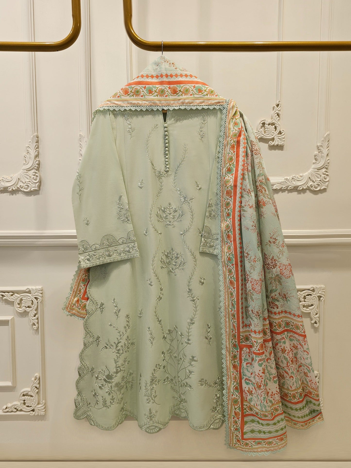3 Piece - Embroidered Cambric Suit