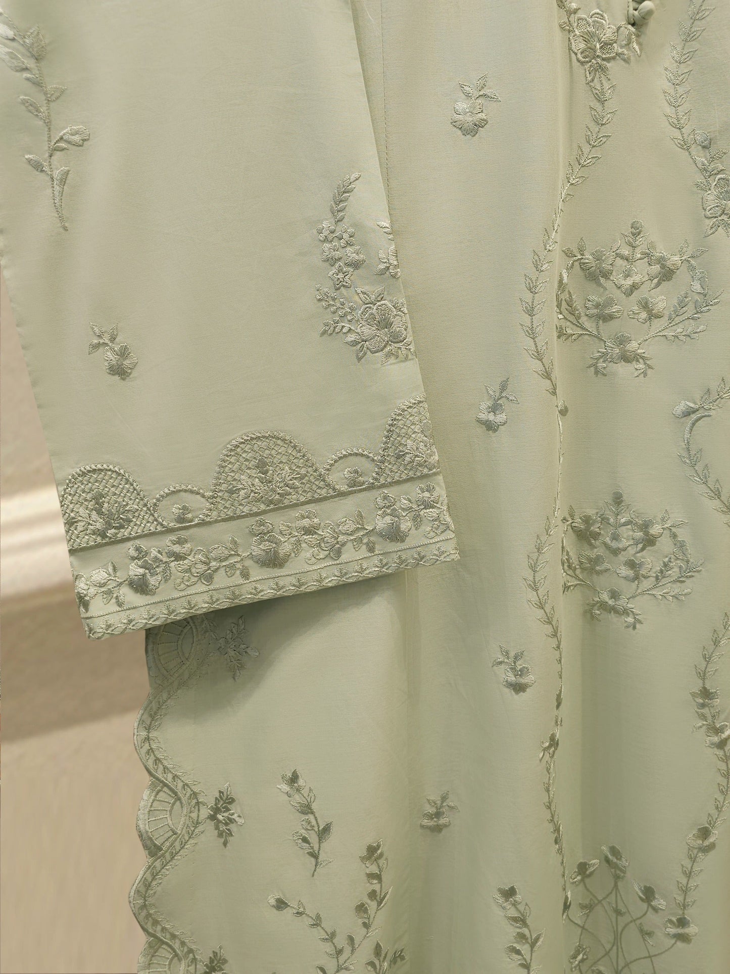 3 Piece - Embroidered Cambric Suit