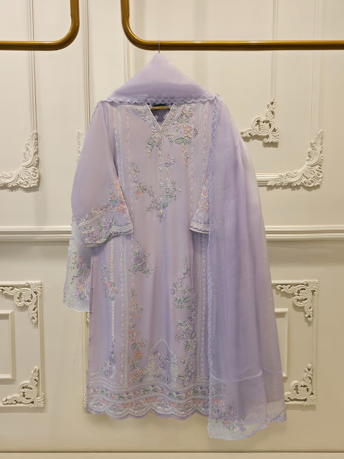 3 Piece - Pure Embroidered Cotton Net Suit