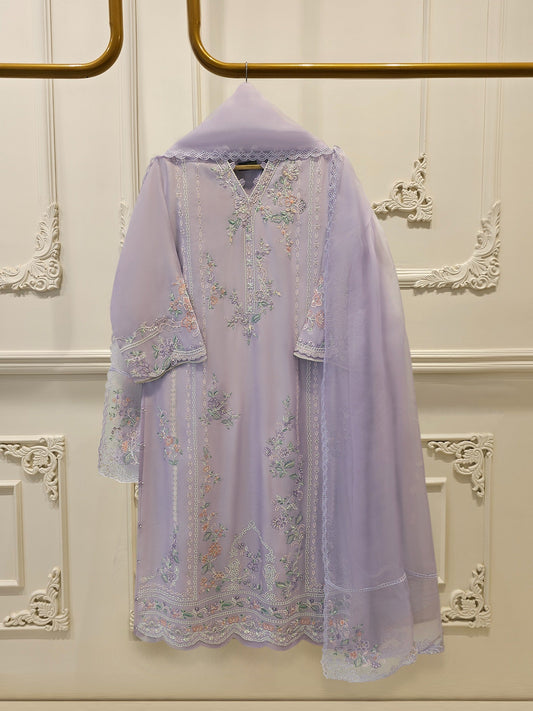 3 Piece - Pure Embroidered Cotton Net Suit