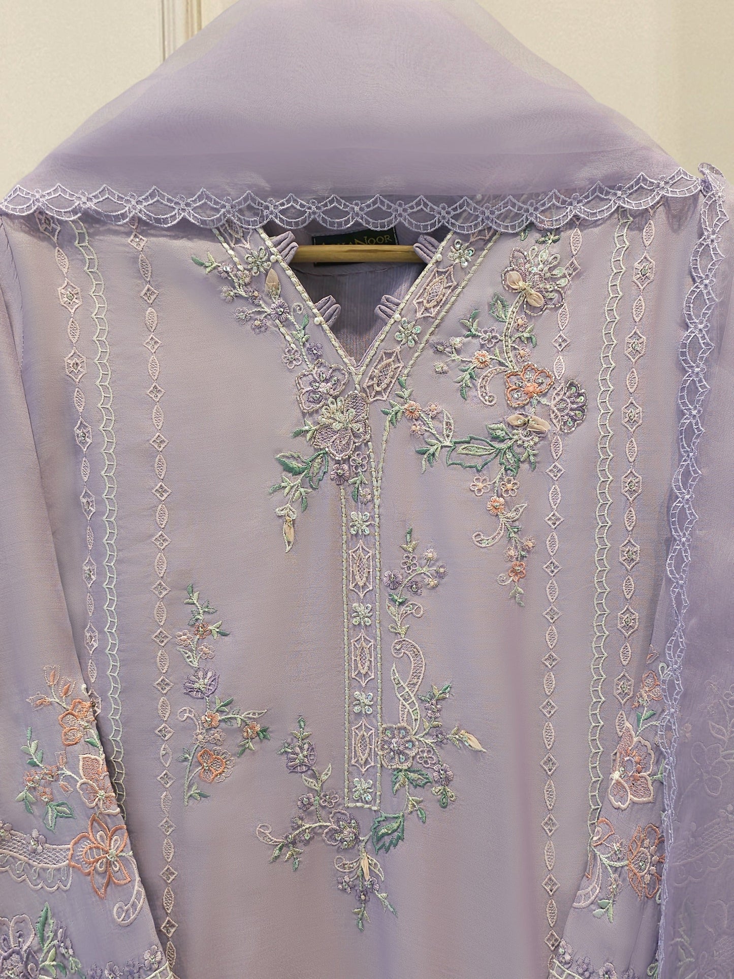 3 Piece - Pure Embroidered Cotton Net Suit